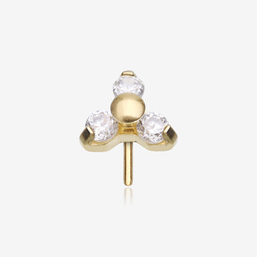 Pure24K Implant Grade Titanium OneFit Threadless Trinity Sparkle Prong Set Top Part-Clear Gem